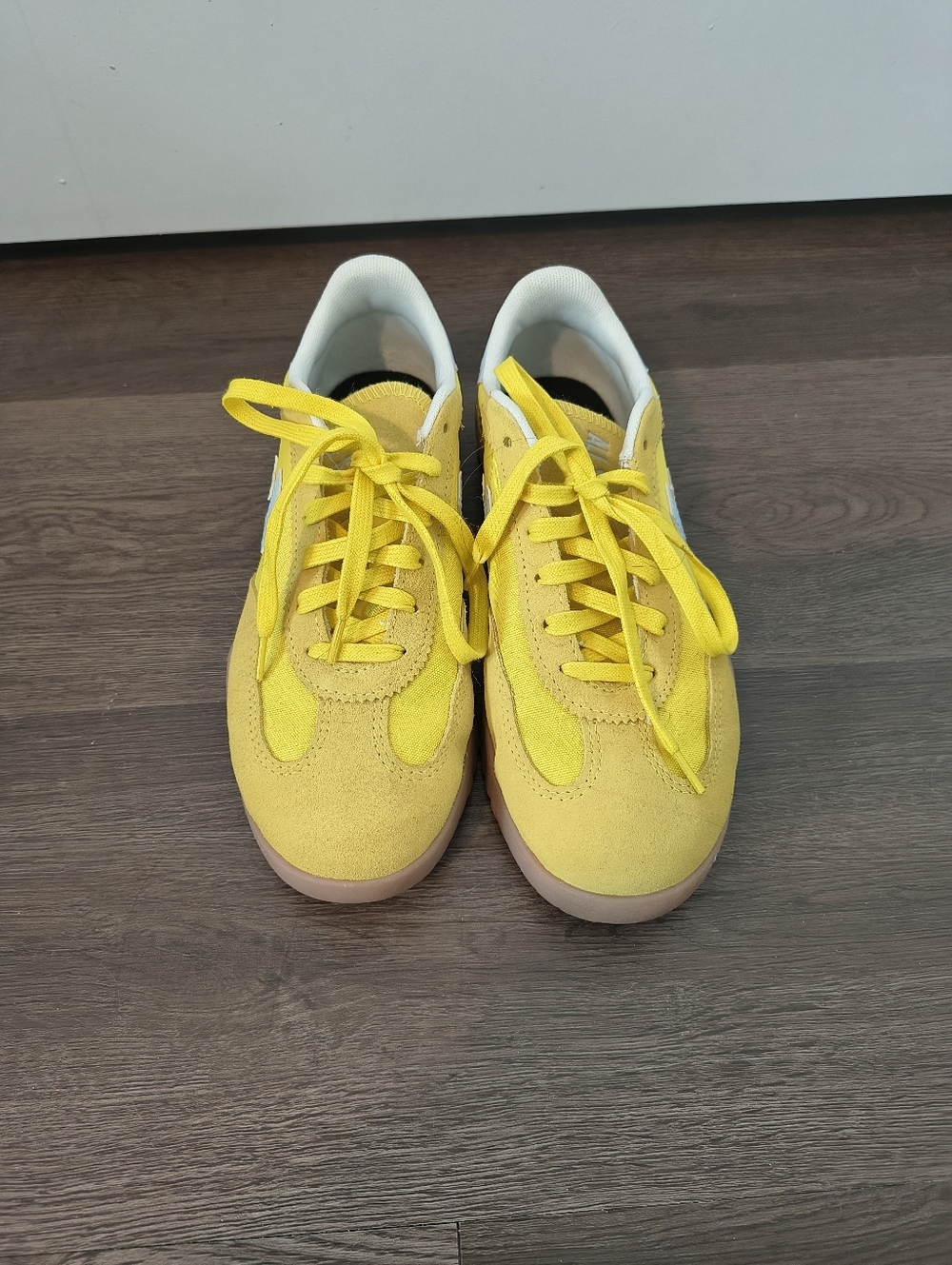 Women’s Yellow Suede Lace-Up Sneakers